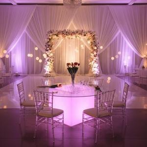 Tavolo da Pranzo LED con Piano in <span class=keywords><strong>Plexiglass</strong></span> da 60 Pollici, Illuminato, <span class=keywords><strong>per</strong></span> Arredamento Alberghiero - Product Image 4