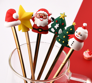 Juego de Cubiertos de Acero Inoxidable para Fiestas, 6 Cucharas Decorativas con Baño de Oro y Diseño de Dibujos Animados, 4 Piezas/Juego, Ecológicos - Product Image 4