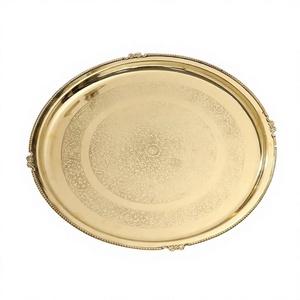 Placa de cargador de alta calidad, placas de cargador de Metal, placa de cargador de latón barata con borde dorado, eventos de boda - Product Image 1