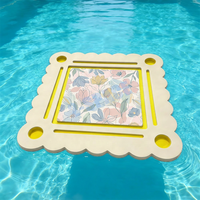 Table de Mahjong flottante pour piscine de 34 pouces avec bord festonné pour les amateurs de Mahjong
