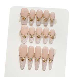 เล็บปลอม [Pink <span class=keywords><strong>Lei</strong></span> Kingdee] รุ่น Pink Naked Lace Kingdee Diamond Square แบบกดติด  หรูหราเบาๆ  ปกป้องเล็บ - Product Image 2