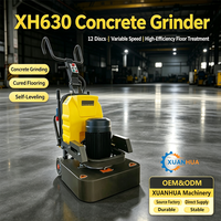 Meuleuse à béton XH630 à 12 têtes, 7,5 kW, vitesse variable VFD, machine de meulage planétaire de 630 mm, polissage époxy, CE ISO