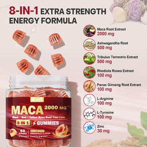 Afrodisiaco etichetta privata per gli adulti aumenta la vitalità sessuale e l'amore per gli uomini e le donne Maca energia Gummies - Product Image 3