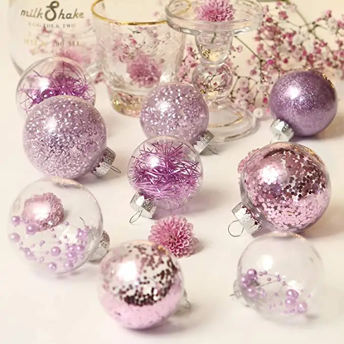 60mm Bruch Klar Kunststoff Weihnachten Ball Ornamente Weihnachten Bälle Baubles Set mit Ausgestopften Zarte Dekorationen