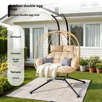 Fauteuil suspendu double en bambou pour extérieur, hamac paresseux sur pied, chaise à bascule de loisirs pour intérieur et balcon, style balançoire tendance