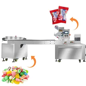 Almohada pequeña de alta velocidad Horizontal Multi Plum Toffee Leche Chocolate Sésamo Cacahuete Algodón duro Oso Gummy Candy Packing Machine