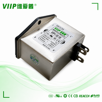 VIIP VIP1-1E-10 10325 Filtre de puissance EMI pour prise IEC 10A 115/250VAC, module de commutation à double fusible 3-en-1, filtre EMC à fuite ultra-faible