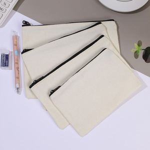 Wholesale Cotton Canvas Zipper Pouch Custom Logo Printed Pencil <b>Case</b> in Fashion Style Water Resistant Various Colors Available - Product Image 2