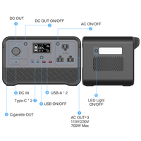 Station d'alimentation solaire portable LiFePO4 300W 700W avec sortie AC 110V/220V, générateur solaire compatible avec les panneaux solaires