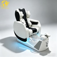 Fauteuil de pédicure électrique inclinable de luxe en fibre de verre avec massage par airbag/pétrissage en option et spa pour les pieds à LED 7 couleurs pour salon de manucure