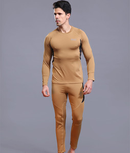 Khaki ESDY Men's Outdoor Sports Breathable Eco-Friendly Thermal Underwear Set 2-Piece Winter Cycling <strong>Base</strong> <strong>Layer</strong> - Product Image 4