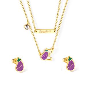 Ensemble de bijoux pour enfants en acier inoxydable plaqué or 18 carats, collier en or, type de bijoux en or, ensemble de bijoux pour enfants - Product Image 2