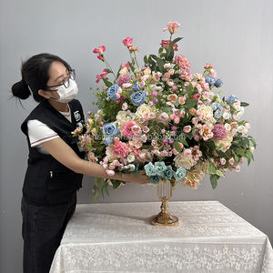 SMOOTH 80/60/40cm Rosa Bola de besos grande Flores pequeñas artificiales Mesa Centro de mesa Bola de flores para evento Decoración de mesa de boda - Product Image 1