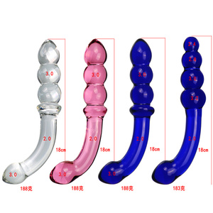 Dildo anal transparent en verre avec petites perles, étanche - Product Image 2