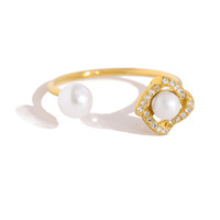 Bijoux en acier inoxydable plaqué or 18 carats avec perles et zircone cubique pour femmes, bracelet à anneaux entrelacés, vente en gros OEM