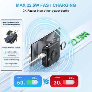 OTHC-P007 Hochleistungs-10000mAh 2-in-1 Powerbank Kabelloses Ladegerät mit Integriertem Kabel LED-Anzeige Tragbares Schnellladegerät BMS-System Urlaub - Product Image 3