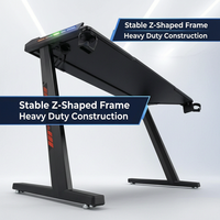 Bureau de jeu en bois AOR pour ordinateur de bureau et usage professionnel, système d'éclairage RGB avec guide de lumière acrylique, porte-gobelet intégré, table PC