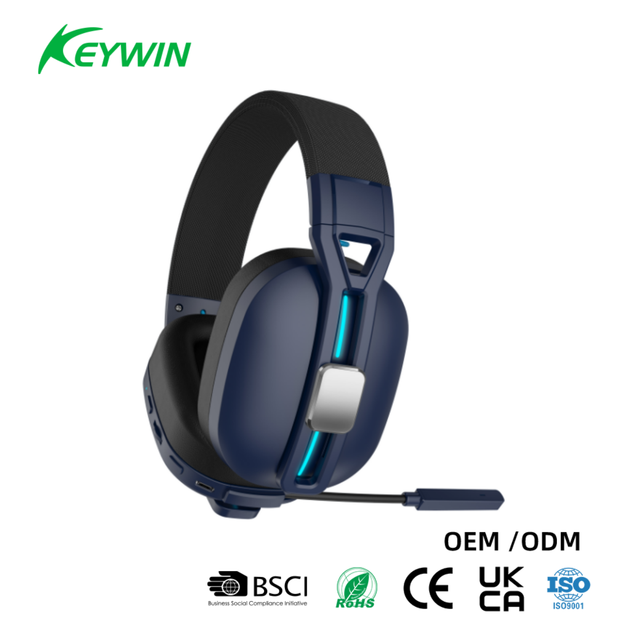 Factory OEM Fordable 1200mAh Tri-mode Wired 2.4g BT Wireless Headphones Custom IPX-4 Hi-Fi Wireless Headsets with Microphone