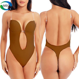 Body sculptant sans couture noir nude, dos <span class=keywords><strong>nu</strong></span>, push-up, bretelles fines, corset amincissant, body sculptant avec soutien-gorge intégré pour femmes - Product Image 2