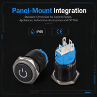 Interrupteur à bouton poussoir autobloquant de 12 mm avec lumière 3a 5a 10a 12v~24v Interrupteur à bouton poussoir noir marche arrêt
