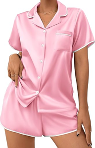 Set Pigiama in Raso per Donna del Produttore, Lussuoso Abbigliamento <span class=keywords><strong>da</strong></span> <span class=keywords><strong>Notte</strong></span> Setoso, Top con <span class=keywords><strong>Bottoni</strong></span> a <span class=keywords><strong>Maniche</strong></span> <span class=keywords><strong>Corte</strong></span> e Pantaloncini, Set Pigiama per Ragazze - Product Image 6