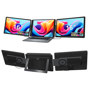 Moniteur portable triple détachable IPS 1200P de 16 pouces, double écran USB-C HDMI pour ordinateur portable, idéal pour le commerce, le bureau et le gaming - Product Image 1