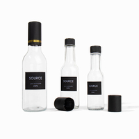 Récipient transparent de 3oz 5oz 8oz Bouteilles vides en verre pour sauce piquante Woozy au chili BBQ avec couvercle en plastique et film rétractable