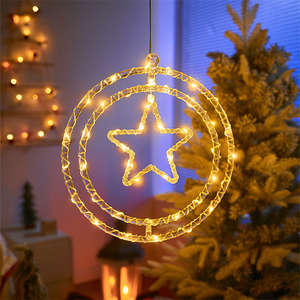 Navidad ambiente festivo Ciervo Campanas Pino Árboles <span class=keywords><strong>Luna</strong></span> Navidad LED Superficie Succión Ventana Decoraciones Luces - Product Image 6