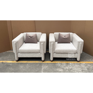 Conjunto de Muebles de Tela Blanca para Sala de Estar u Oficina, Diseño Moderno y Elegante, Modelo Cuadrado Individual 01 - Product Image 4