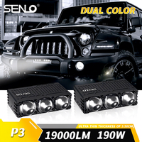 Projecteur LED Jaune Super Lumineux Senlo P3 Plus 190W 24V 6000K Universel pour Grille de Voiture, 2 Lumières pour Voitures et Motos