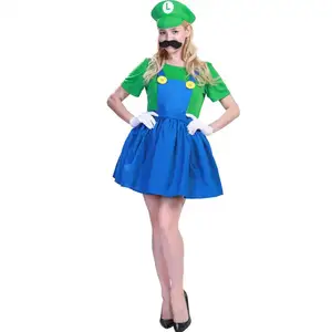 2024 Dành Cho Người Lớn Người Đàn Ông Phụ Nữ Trẻ Em Super Mario Trang Phục Trang Phục Trang Phục Jumpsuit Trang Phục Với Hat