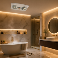 Chauffe-plat de plafond 550W à double lampe chauffante, éclairage LED 8W, protection contre la surchauffe, 220V à 240V, pour hôtel, maison, salle de bain