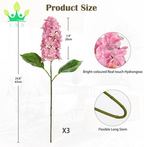 Flores artificiales de hortensia, tallos de hortensia panicled de tacto Real, hortensias de cono <span class=keywords><strong>rosa</strong></span> para jarrón alto, arreglos florales para el hogar - Product Image 6