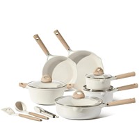 17-teiliges Umweltfreundliches Klassisches Kochgeschirr-Set für Zuhause und Küche mit Gas-Granit-Antihaftbeschichtung, Bratpfannen, Kasserollen, Dampfkorb und Ofengeeignung