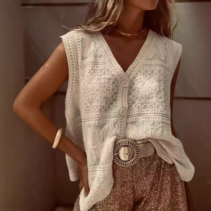 <span class=keywords><strong>Gilet</strong></span> tricoté élégant sans manches à col en V style russe pour femme, idéal pour l'<span class=keywords><strong>été</strong></span>, le bureau ou les occasions décontractées, couleur unie, vente en gros - Product Image 1