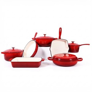 Ensemble de 11 ustensiles de cuisine modernes <span class=keywords><strong>en</strong></span> <span class=keywords><strong>fonte</strong></span> émaillée, avec <span class=keywords><strong>cocotte</strong></span> et faitout, écologique, grande capacité, vente <span class=keywords><strong>en</strong></span> gros - Product Image 1