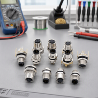 Connecteurs automobiles CE étanches IP67 à visser en cuivre moulé mâle/femelle M8 à 3, 4, 5, 6, 8, 12 broches pour codage B D