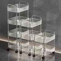 Chariot de rangement à roulettes moderne en acier inoxydable à 3 niveaux pour cuisine, chambre, salle de classe et bureau, personnalisable