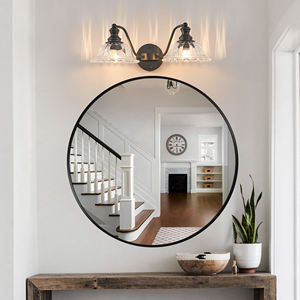 20-дюймовый 2-легкий современный винтажный бра для ванной комнаты с черным металлическим и стеклянным абажуром для ванной комнаты или спальни - Product Image 2