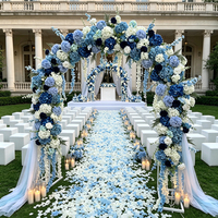 Arches florales artificielles en U bleues et blanches de haute qualité pour décoration de toile de fond de mariage – Vente chaude en usine