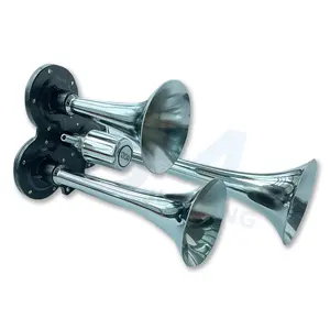 Custom Super Loud 12v 24v Customized Air Pressure Horns 3 Pipes Trumpets Speaker Electric Compressor Air Train Horn For Car