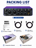 Interfaz de Audio USB con Alimentación Phantom de 48V, Tarjeta de Sonido con Cancelación de Ruido para Grabación y Transmisión, Compatible con PC/Mac