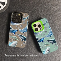 Coque de téléphone portable transparente IMD style italien requin coloré argenté pour iPhone 16 15 17 Pro Max 14 13