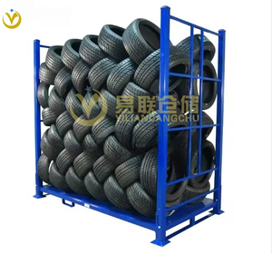 Yilian tùy chỉnh thép 3 lớp có thể gập lại xếp chồng giá lưu trữ lốp với bảo vệ chống ăn mòn sơn tĩnh điện Chiều cao 1200mm - Product Image 1