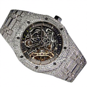 Montre à quartz haut de gamme pour homme, cadran en verre, moissanite, acier inoxydable, luxe, mode, boîtier professionnel, résistance à l'eau 10 bars - Product Image 1