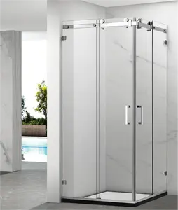 德国热卖现代滑动淋浴浴室无框方形四玻璃面板淋浴间