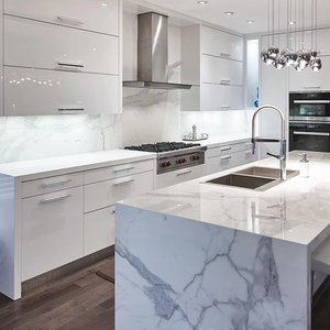 Trung Quốc Nhà máy tùy chỉnh phong cách Châu Âu có độ bóng cao Thiết kế hiện đại trắng tủ bếp - Product Image 1