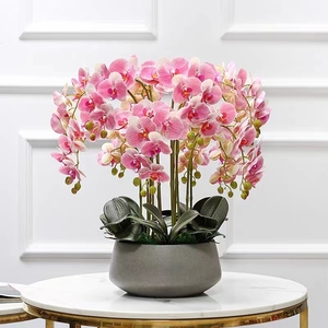 Pot de fleurs enduit de poudre d'orchidées en soie blanches artificielles européennes pour la maison Table centres de table élégants décoration de sol - Product Image 5