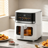 Friteuse à air visuelle 5L 1350W avec fenêtre transparente, four électrique sans huile avec panier antiadhésif et circulation rapide de l'air