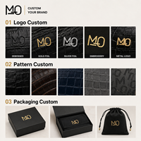 Portefeuille ultra-fin multi-fentes en cuir noir gaufré croco pour cadeaux d'entreprise et programmes d'accessoires de mode
